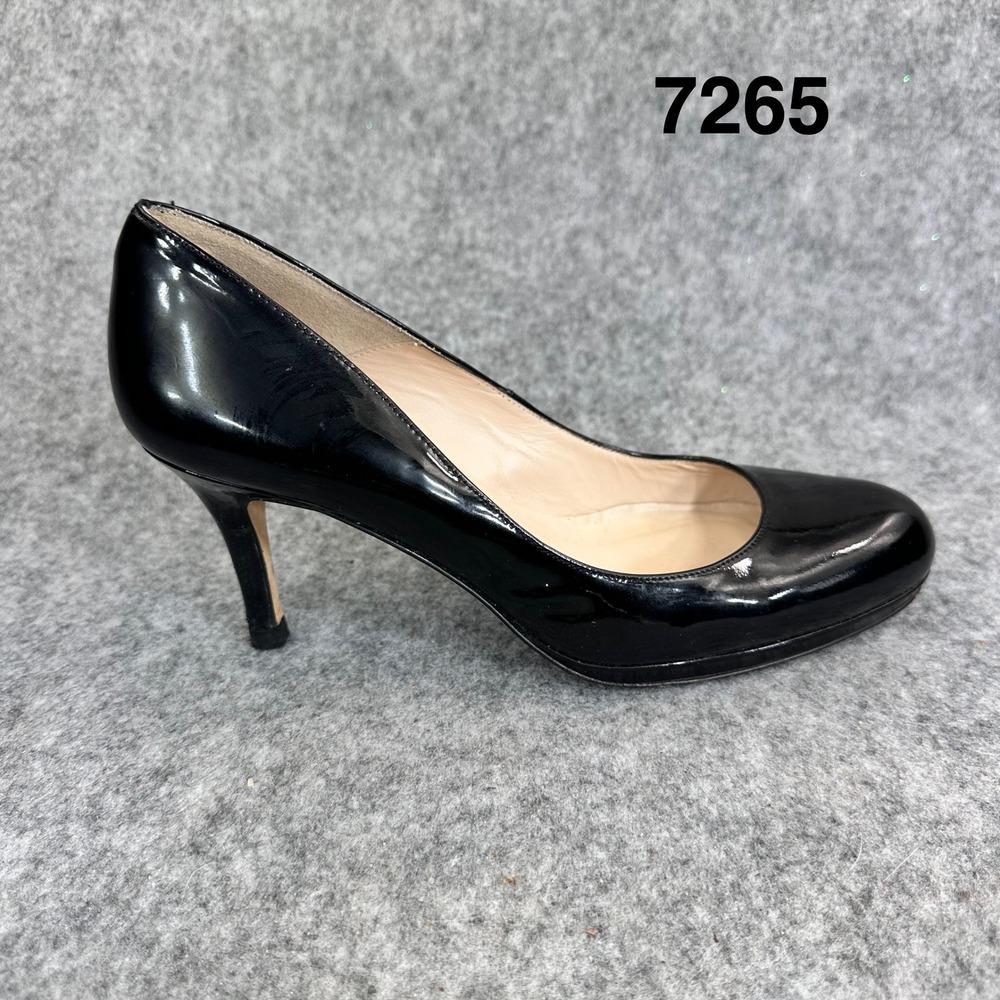 J.K. Bennett London Black Patent Leather Pumps Heels Size 37 US 6 Classic Shoes